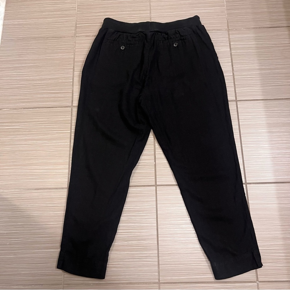 Lucky Brand black linen cotton straight leg cropped pants - Picture 3 of 9